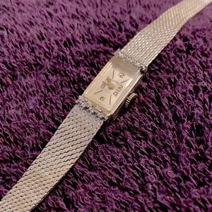 Vintage Elgin White Gold with Diamonds watch Works